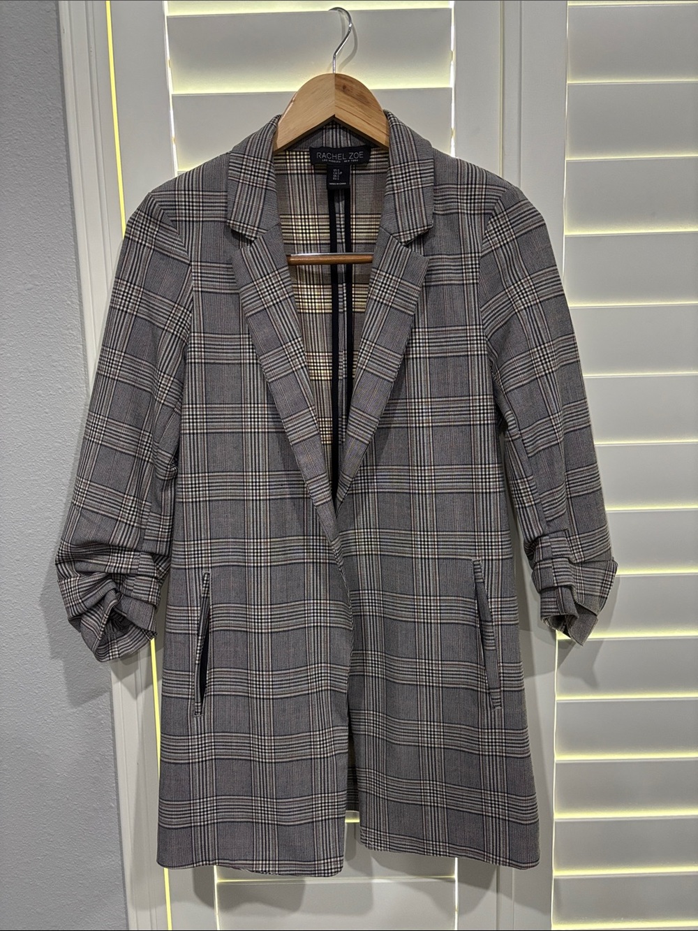 Rachel Zoe Plaid Blazer in Gray and Black